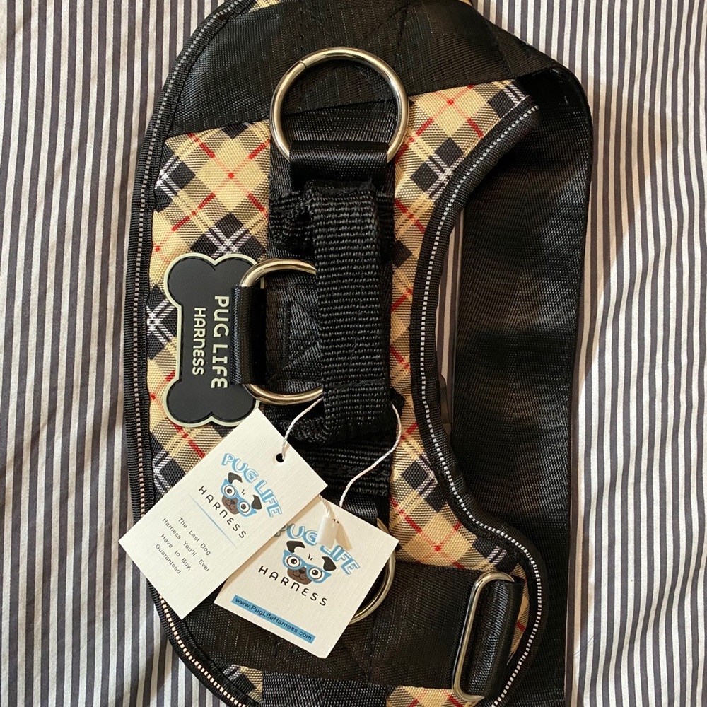 Puglife Joyride no-pull dog harness in plaid Sz L